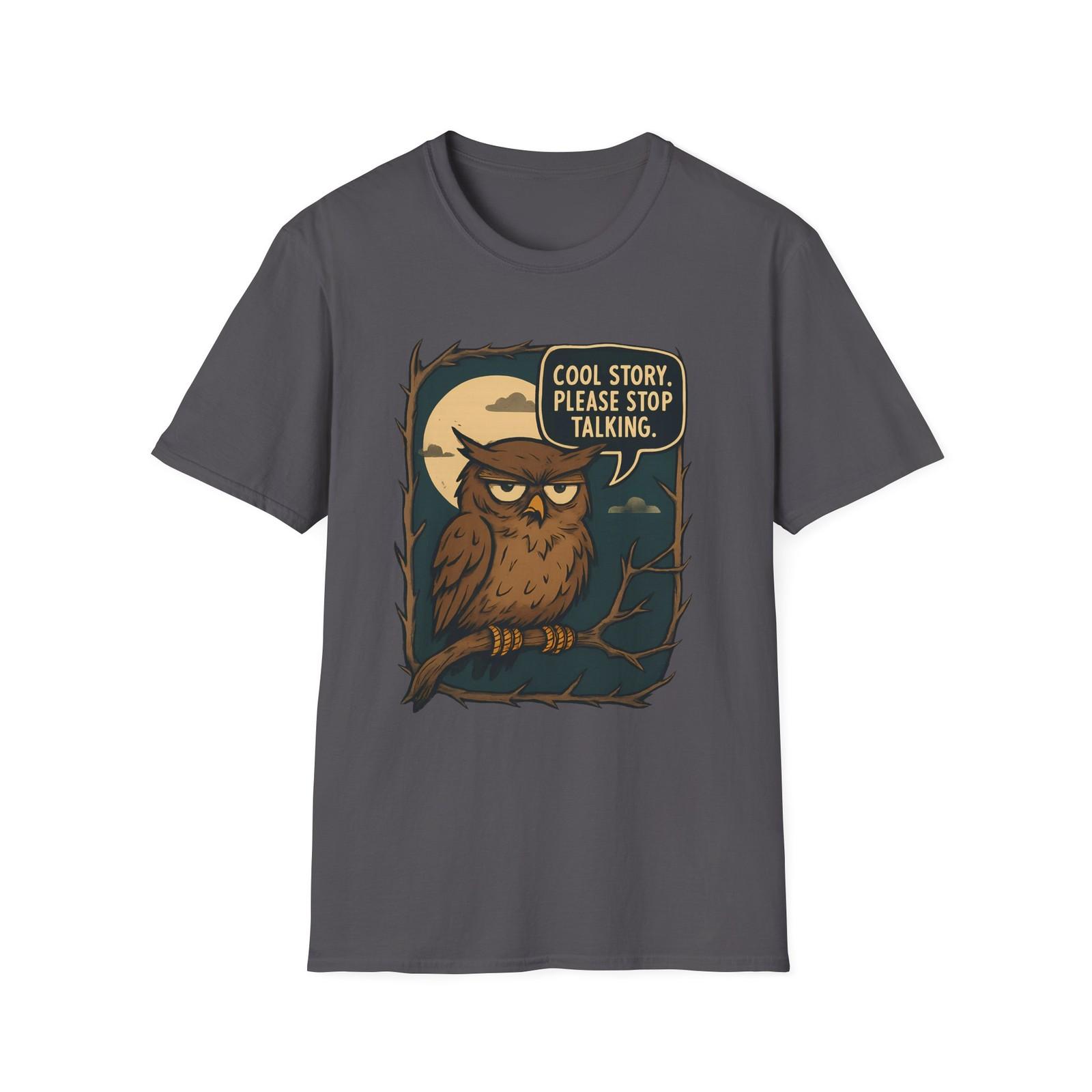 Unisex Softstyle T-Shirt Mens Womens Tees Top - Grumpy Owl, Moon, Funny, Nocturnal, Sass XL