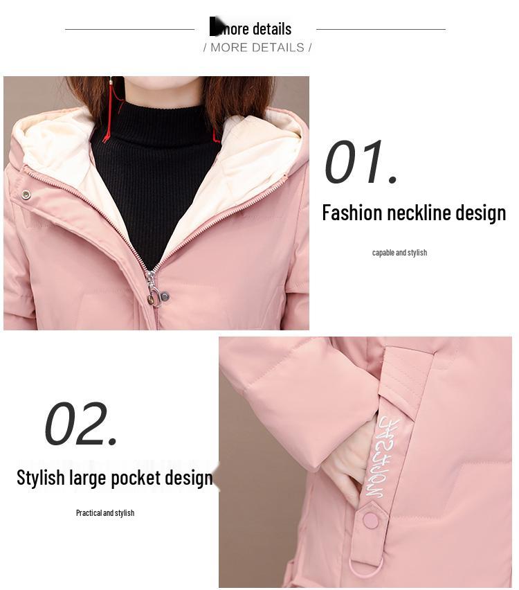 Women's Mid-Length Korean Style Down Jacket - Hooded, Thickened, Warm 90% White Duck Down Winter Coat