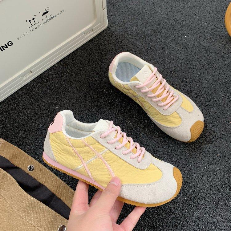 Ballet training shoes women's 2025 spring new flat-soled retro ugly cute color matching Forrest Gump shoes soft-soled casual sports shoes