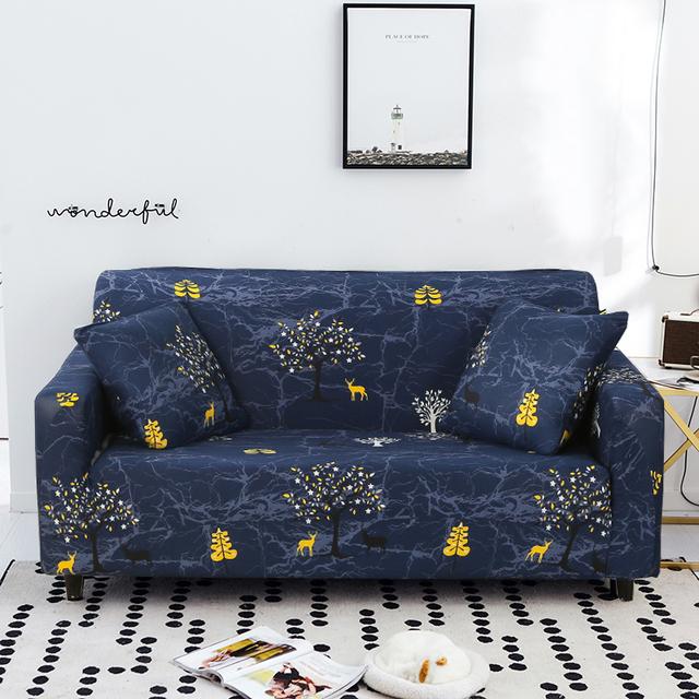 Printed Stretchy Sofa Cover Elastic Polyester Spandex Couch Covers ,Universal Fitted Sofa Slipcover For Sofa Household Furniture Protective Cover