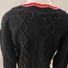 Ju Jingyi Inspired Contrast Lace Cable Knit Cardigan Sweater for Women