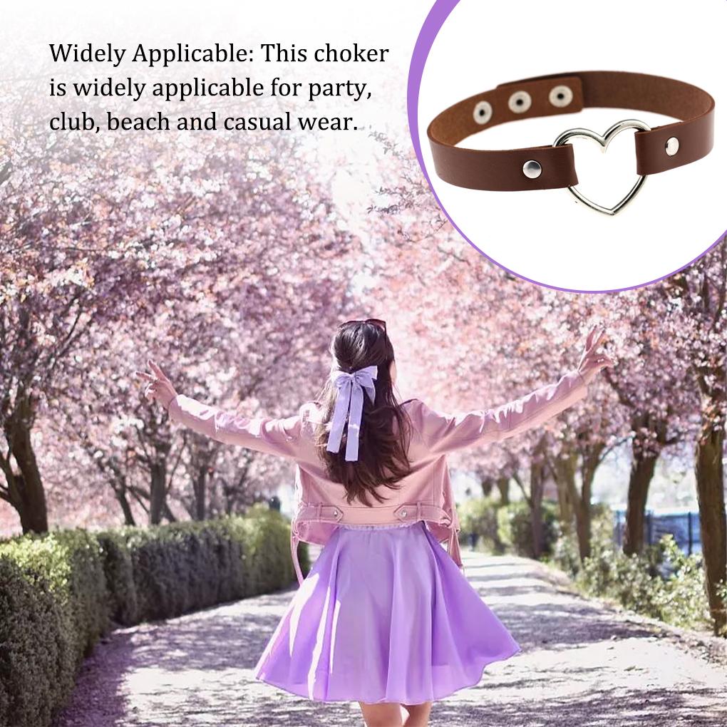 Buntes Halsband Japanischer Stil Halloween Damen Accessoire Leder Choker Kette Halsband Verstellbar Funkelnder Herz Choker