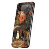 Halloween Fall Art Witch Cat Cover Phone Case For Samsung Galaxy Z Flip 7 6 5 4 3 5G Flip7 Flip6 Flip5 Flip4 Flip3 Black Fundas