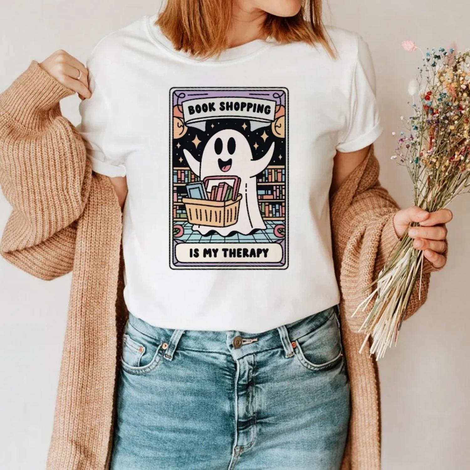 Women s Retro Cute Ghost Tarot Card Printed 90s Clothing T-Shirt Printed Casual T-Shirt Fun Short Sleeved Pattern Fashionable T- S