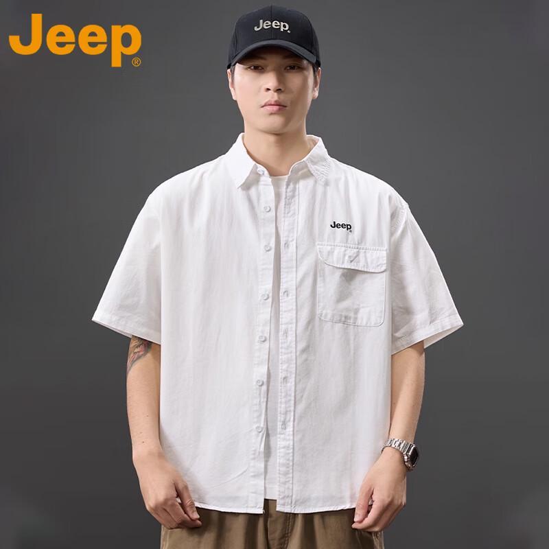 

Jeep Мужская рабочая рубашка из чистого хлопка с коротким рукавом 4XL