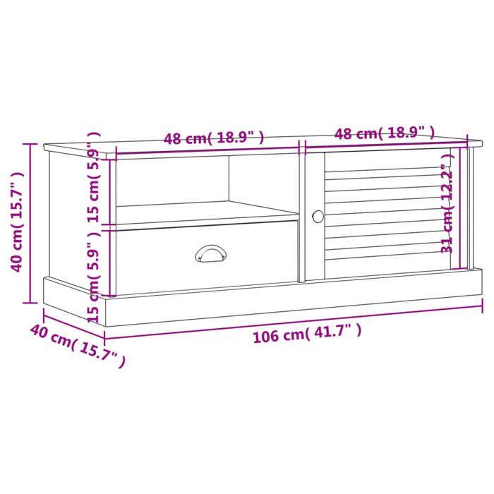VidaXL Meuble TV VIGO gris 106x40x40 cm bois massif de pin 353177