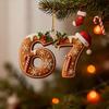 2 Pcs 67 Christmas Ornaments Funny Six Seven Gingerbread Hanging Ornament Acrylic Holiday Tree Decor Gift for Teens Kids Family Friends Coworkers