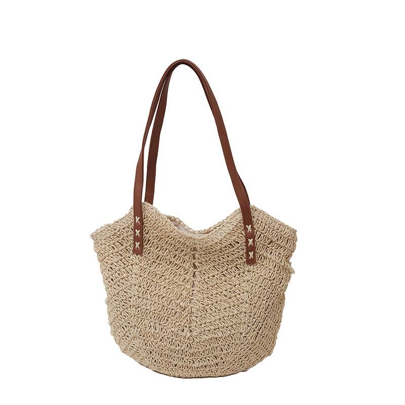 Shoulder Underarm Bag Ladies Vintage Tote Bag Summer Seaside Beach Vacation Woven Straw Bag