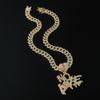 Men's Rhinestone NOLVE Cuban Necklace with Heart & Letter Pendant