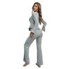 Women's V-neck long-sleeved long-pants pajama set, women's home wear for autumn and winter