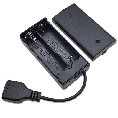 New Black Extend Cable Port Cover 2*AA 3V USB Female Battery Case Holder For Building Blocks LED Light Kit With Switch And Cover