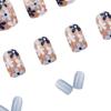 Vintage Blue Floral Square Wearable Nail Art Tips - 24 Pieces