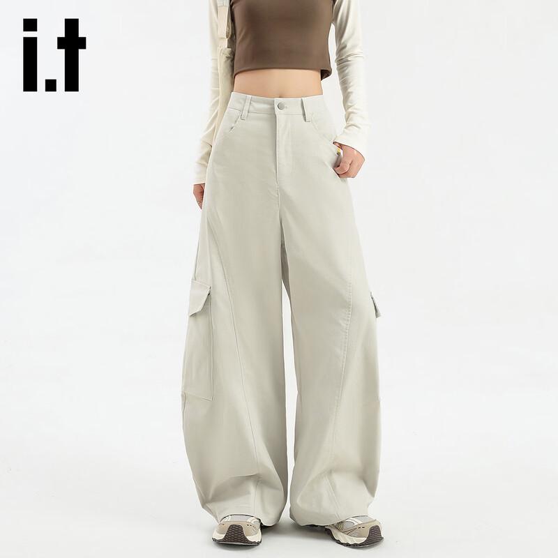 izzueit Women's High-Waist Loose Fit Multi-Pocket Cargo Pants