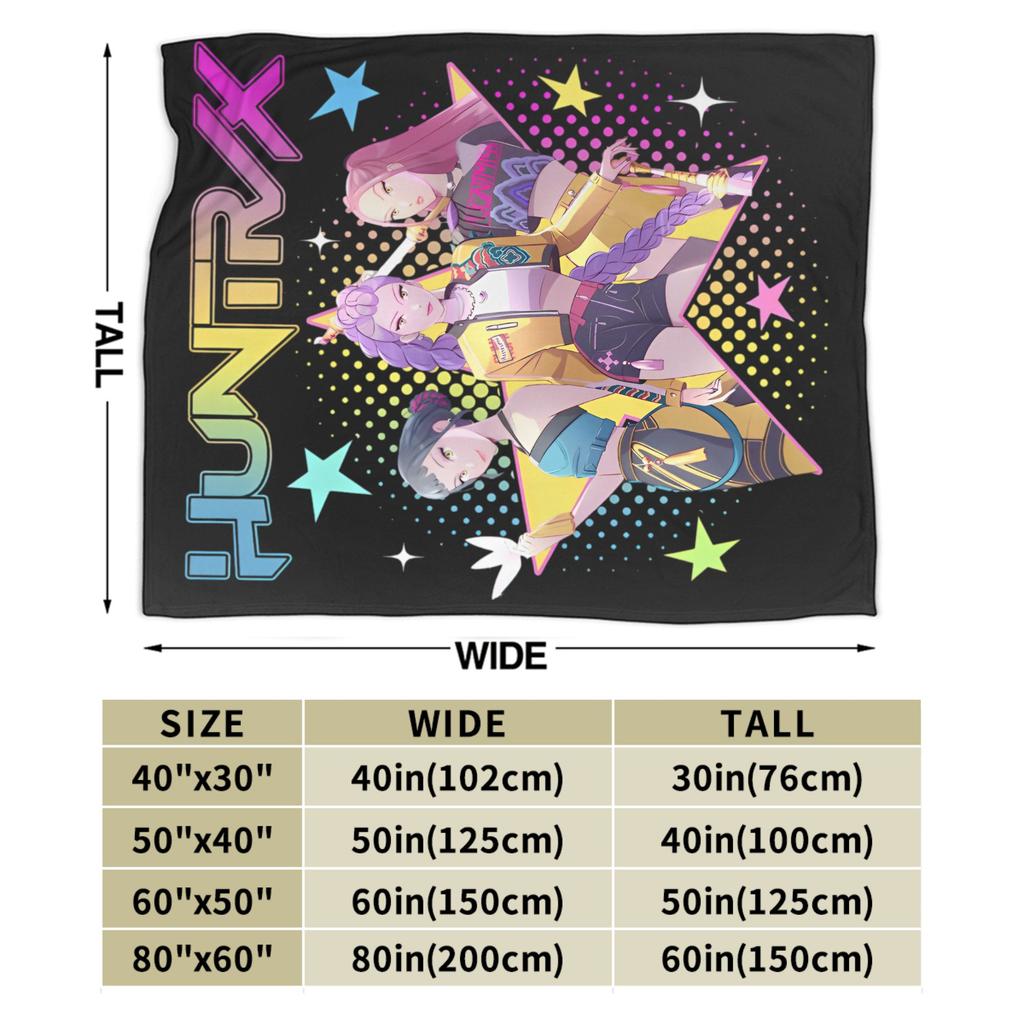 Huntrix Kpop Demon Hunters Knitted Blankets  Zoey Rumi Mira  Plush Throw Blanket Bed Sofa Printed Soft Warm Bedspreads