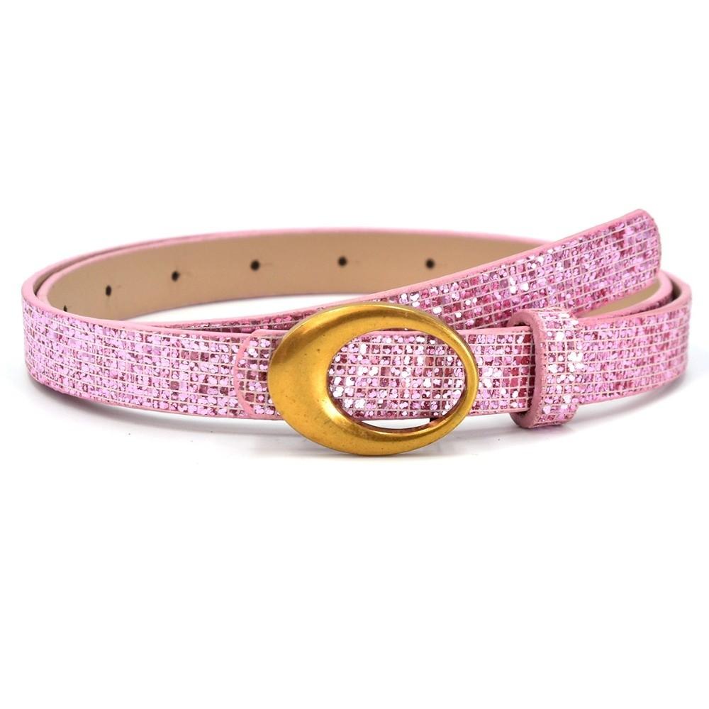Bling Bling Glitter Rhinestone Belt Sparkling Luxury Brand Design O-shaped Buckle Belt Versatile Vintage Trendy Waistband