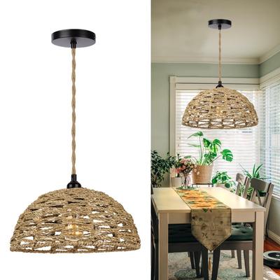Abat-jour en corde de coton tissé à la main avec un diamètre semi-circulaire de 30 cm, lampe suspendue pour restaurant