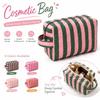 Striped Cosmetic Bag Large Capacity Travel Pouch Reusable Toiletry Pouch  Daily Use