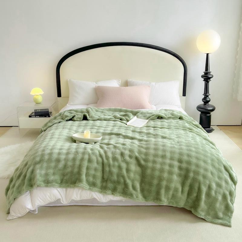 Luxurious Heavyweight Rabbit Fur Plush Blanket - Coral Fleece for Bed, Sofa, or Nap; Perfect for Winter.