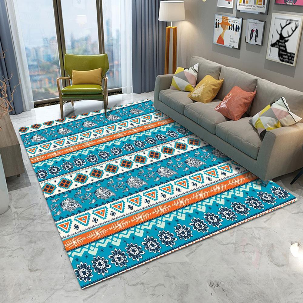 Ethnic Style Carpet Living Room Bedroom Coffee Table Sofa Mat Washable and Stain-Resistant Large Rug Prayer Mat Doormat Floormat