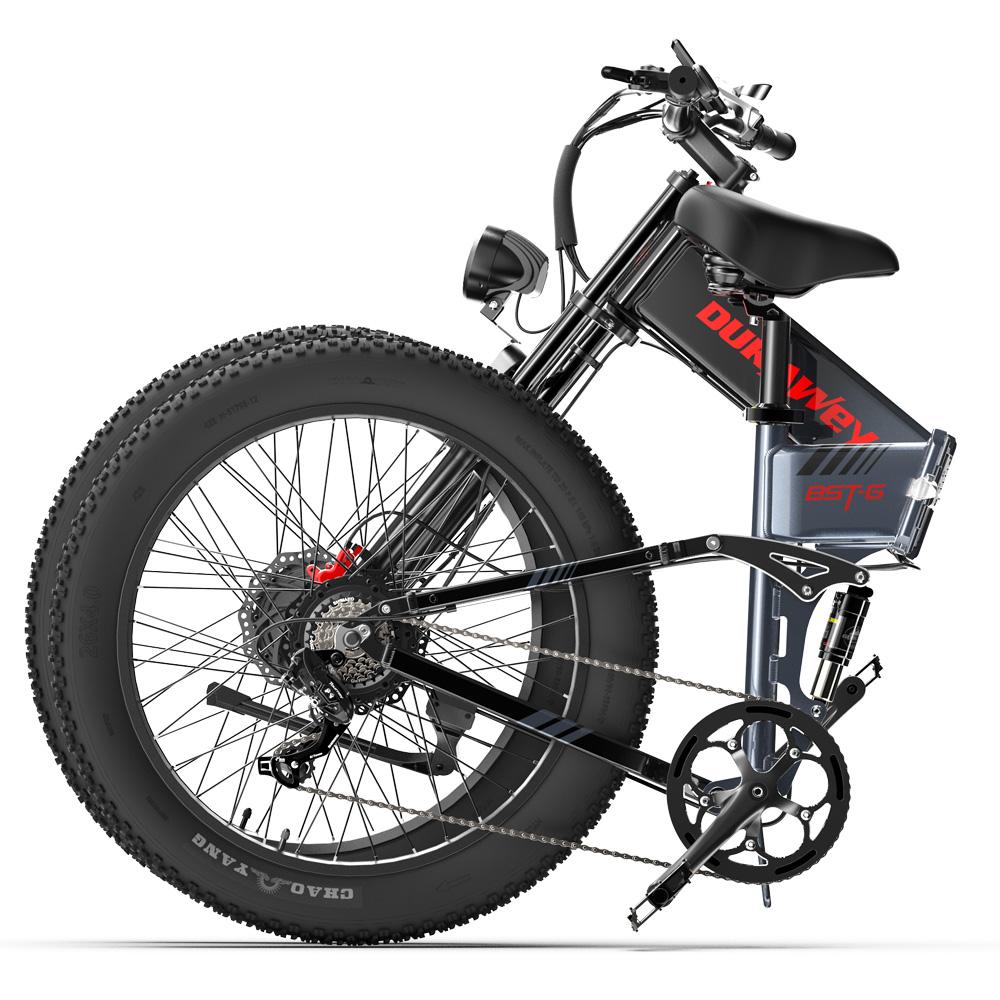 Electric Bicycle Foldable Dukawey 1000Wx2 Motor Full Suspension 48V 17.5AH 26" Fat Tire Ebike For Adult Color LCD Screen BST-6