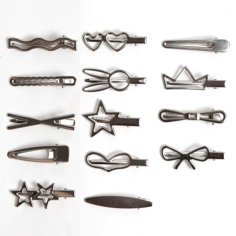 28Pcs/Set Y2K Silver Color Hairpins for Women Girls Star Hair Clip Multiple Styles Seamless Duckbill Clip Girls Hair Accessoires