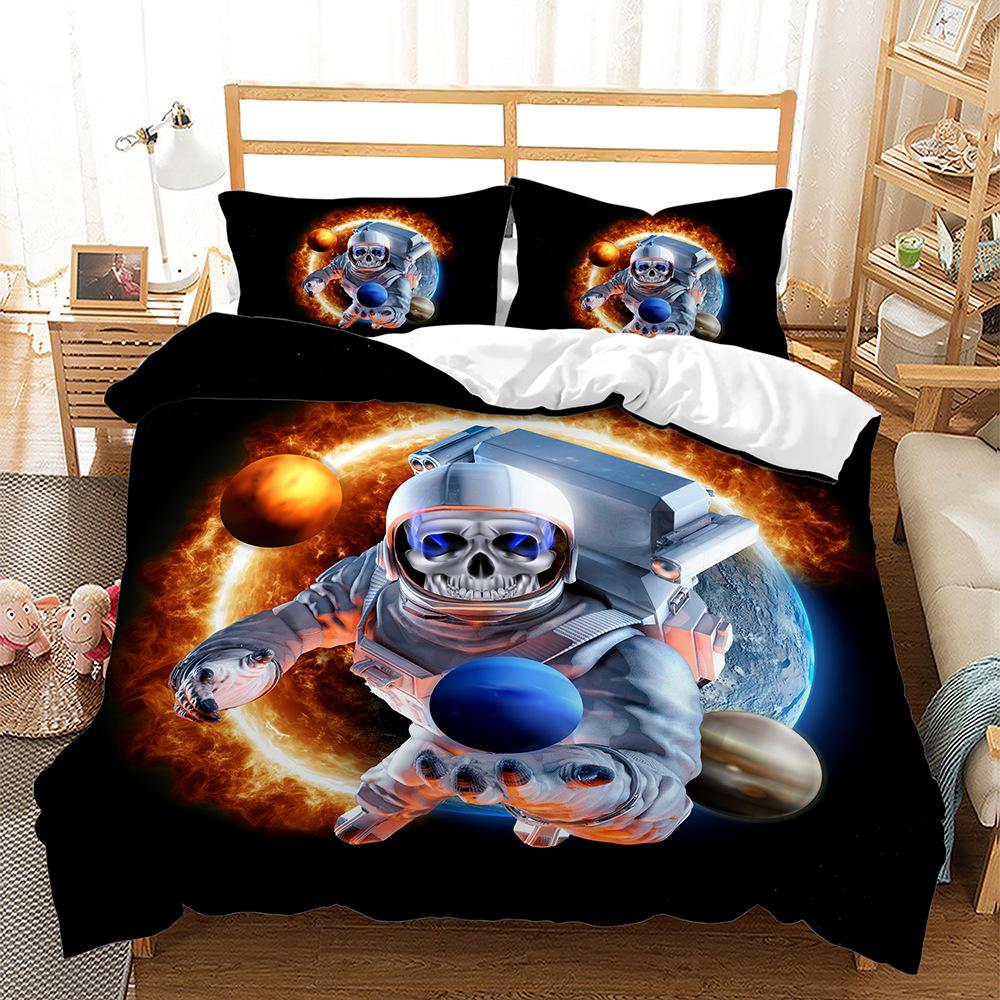 

Bed Three-Piece Letter Chinese Landscape Graphics Skull 3D Digital Printing Kit 135 * 200 (two-piece set) 90g