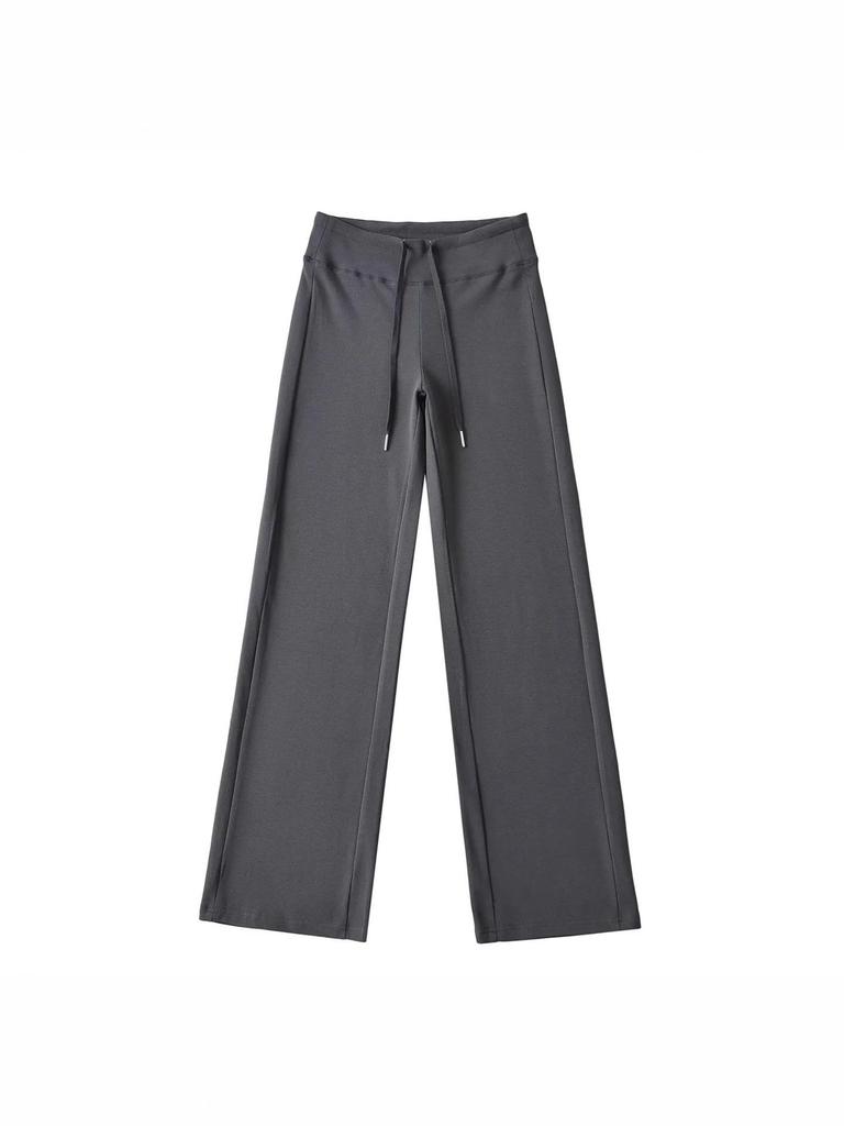 Women's Autumn Spicy Girl High-Waisted Knit Wide-Leg Pants - Versatile, Comfortable, Slimming, Casual, Floor-Length