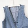 Women Jean Vests Autumn Pockets Sleeveless Streetwear Single Breasted Casual Tops Denim Vest for Women