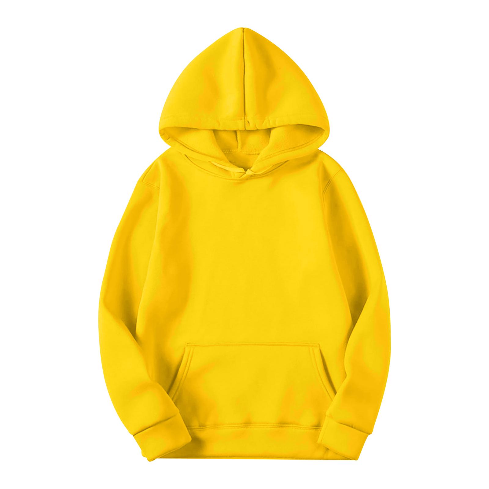 SuJu Heren Casual Los Sweatshirt Kleur Trekkoord Grote Zak Hoodie Sport Sweatshirt M geel