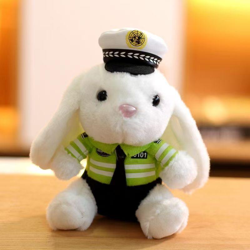 Police Fire Bear Bunny Doll Iron Horse Doll Plush Toy Traffic Police Pendant Teddy Bear Cute