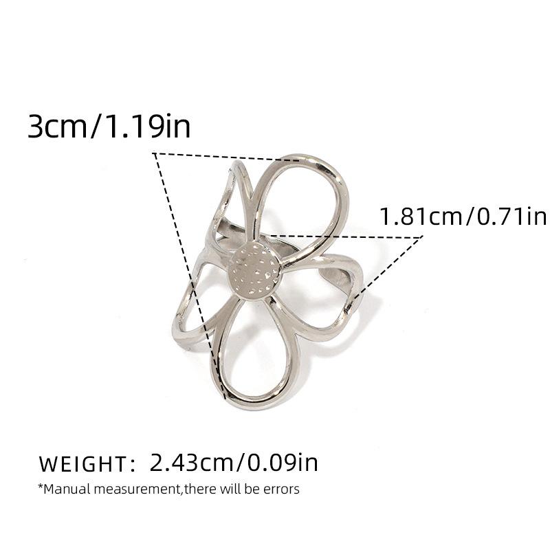 

Stainless Steel Hollow Daisy Flower Open Rings for Women Fashion Two colors Anti Allergic Rust Jewelry resizable