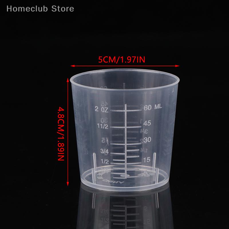 10Pcs 60ML Measuring Cup Transparent Plastic Scale Beaker Cups Lab Graduated Liquid Container Without Handle Kitchen Baking Tool