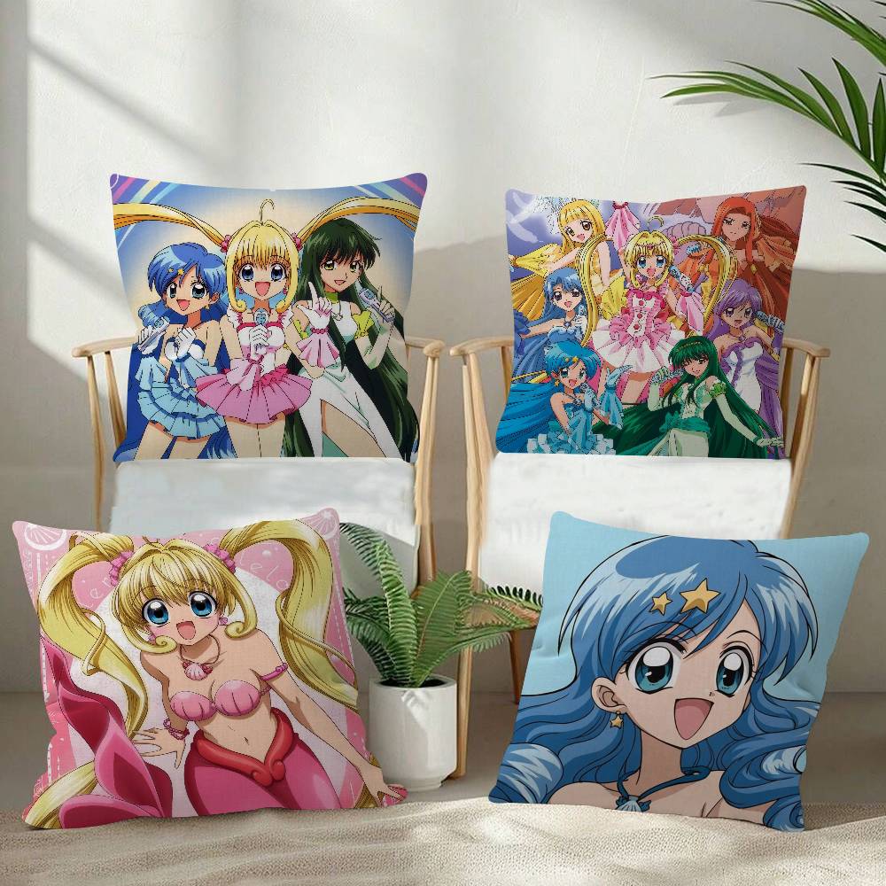 Anime MMermaid Melody Pichi Pichi Pitch  Office Cushion Pillowcase Car Cushion Cover45X45CM Lumbar Pillowcase Sofa Pillowcover
