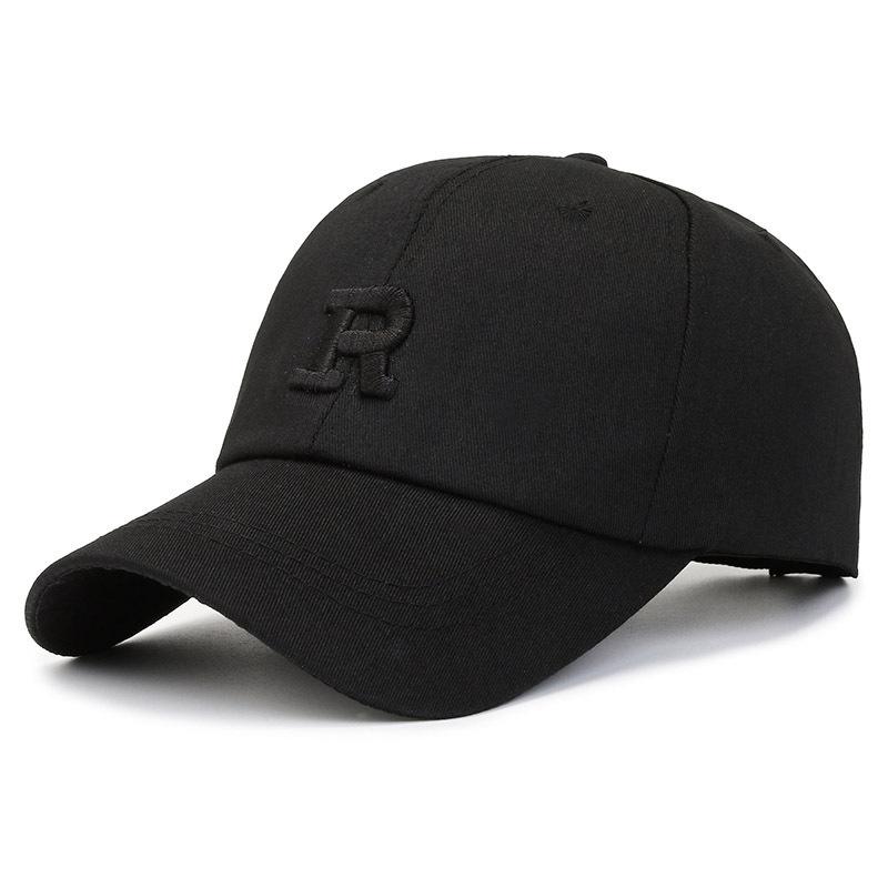 Black cap, wide brim, female summer thin and small face, big head circumference, baseball cap, versatile soft top, deep top.