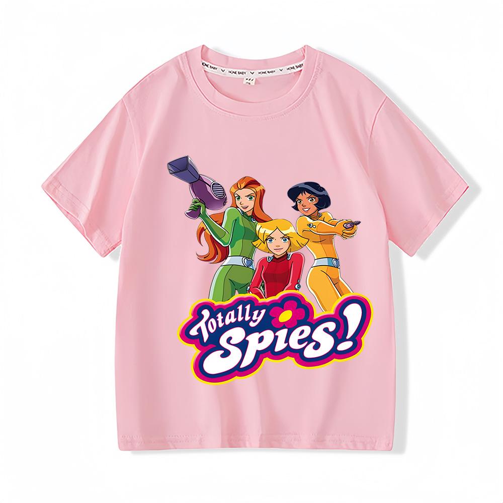 

Totally Spies Cartoon Printing T-shirts Summer Anime Graphic Tee-shirt Short Sleeve Cotton Kids Tshirts Girls/Boys Clothing Tees 160 рожевий