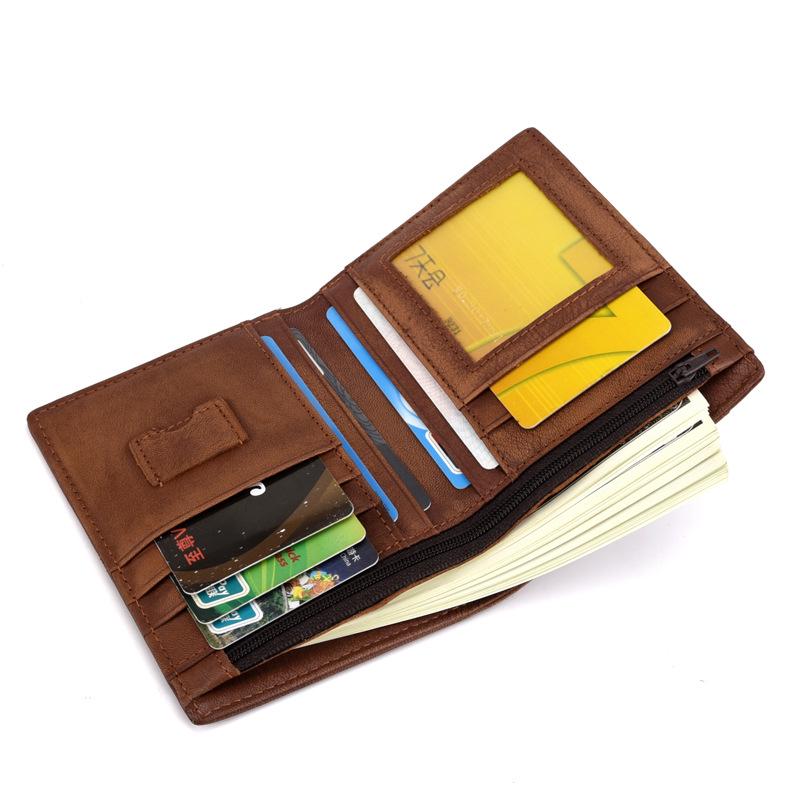 New Vegetable Tanned Leather Vintage Men's Wallet Anti-theft Brush Anti RFID Top Layer Cowhide Wallet Genuine Leather Used Wallet