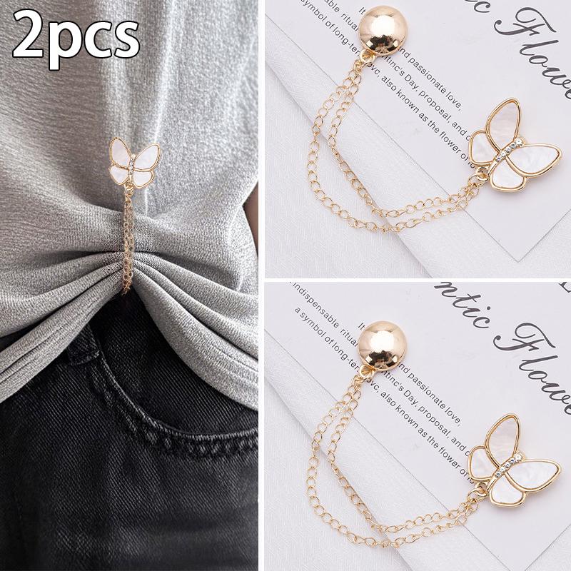 2Pcs Multi-Function Magnetic Clothing Clip With Chain Metal Buttons Clip Clothes Scarf Trouser Legs Cuff Fixing Magnet Pin