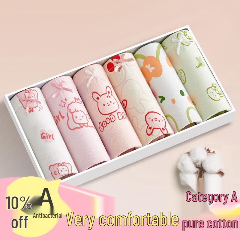 Girls' Pure Cotton Antibacterial Boxer Briefs for Kids - No Wedgie Design