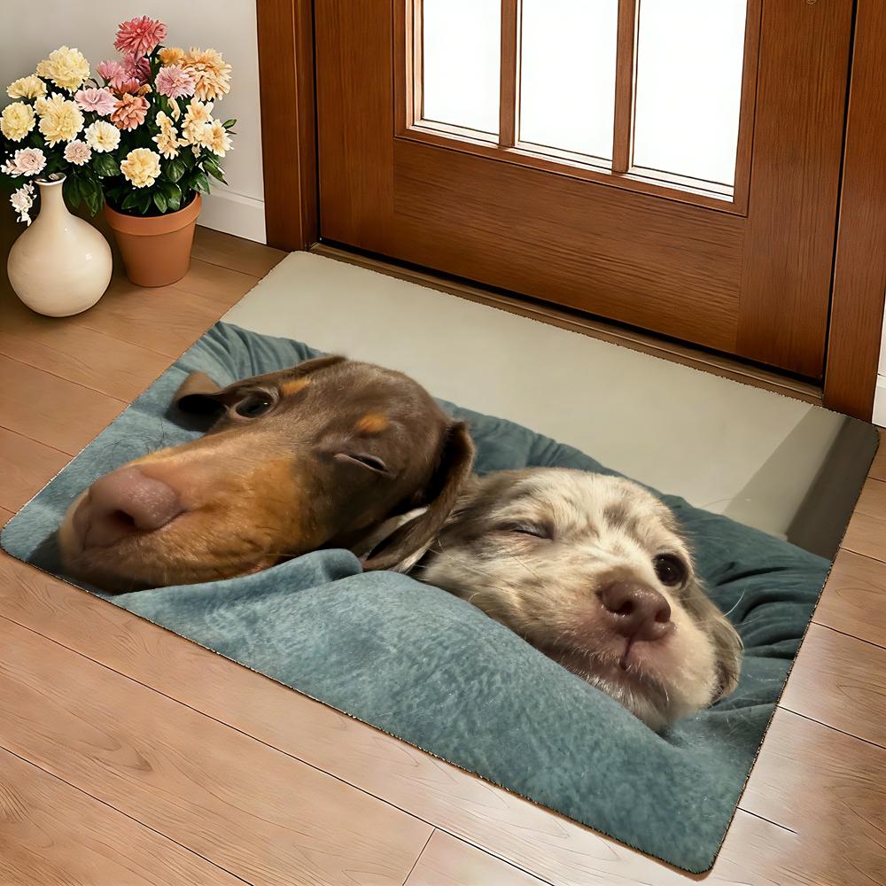 Kwaii Cute Dog Floor Mat Cozy Flannel Soft Thick Non-Slip Mat For Living Room Bedroom Kitchen Decor Rugs