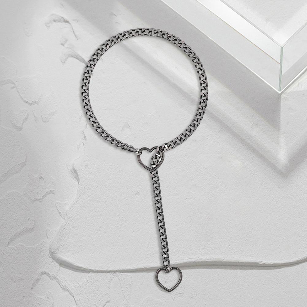 Hop Necklace Stylish Heart Pendant Necklace for Women Adjustable Hop Jewelry Stainless Steel Rock Star Singer Neckpiece for Club