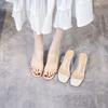 Transparent New Internet Celebrity Sandals Women's Slippers 2025 Summer Low Heel Sandals Thick Heel French High Heels