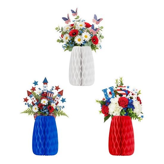 

3Pcs Honeycomb Ball Ornament Decorative Hanging Balls USA Themed Indoor Outdoor Festive Atmosphere Holiday Party Decorations 3pcs