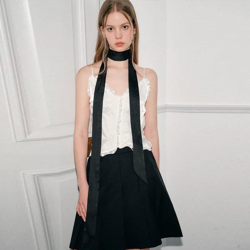 5x200cm Solid Color Silk Scarf for Women Versatile Narrow and Long Neckerchief Silk Satin Headband Fashionable Decoration Ribbon