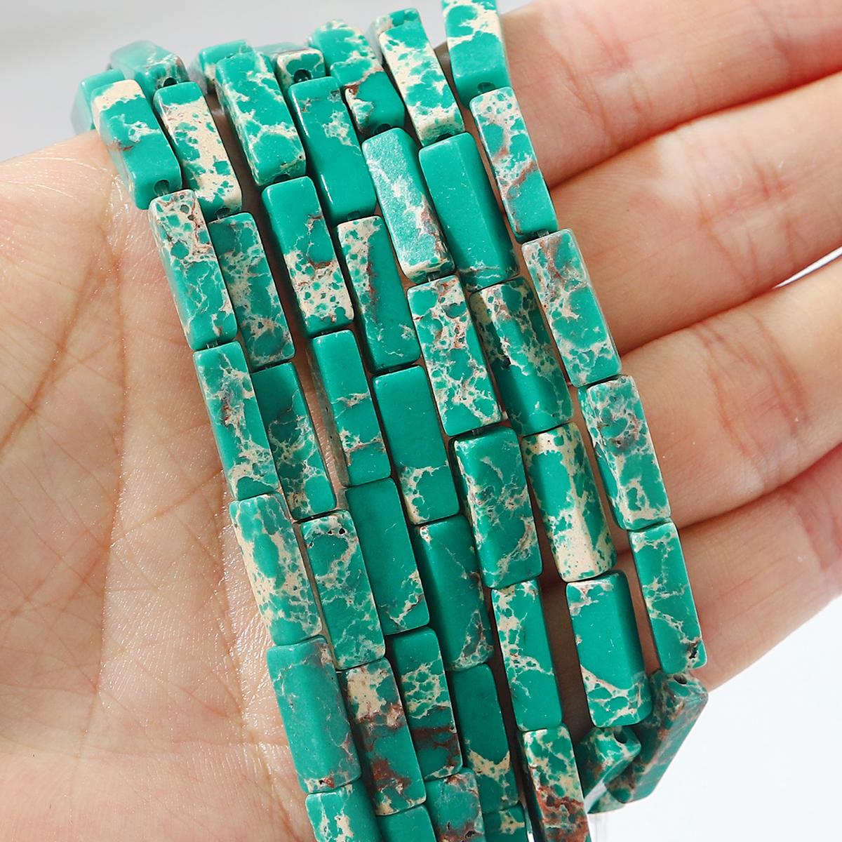 

30 шт. Натуральні кам яні намистини Квадратні трубчасті намистини Агат Тигрове око Аметист Роздільник для виготовлення ювелірних виробів DIY Браслет Намисто Сережки (40см) Imperial Jasper Green