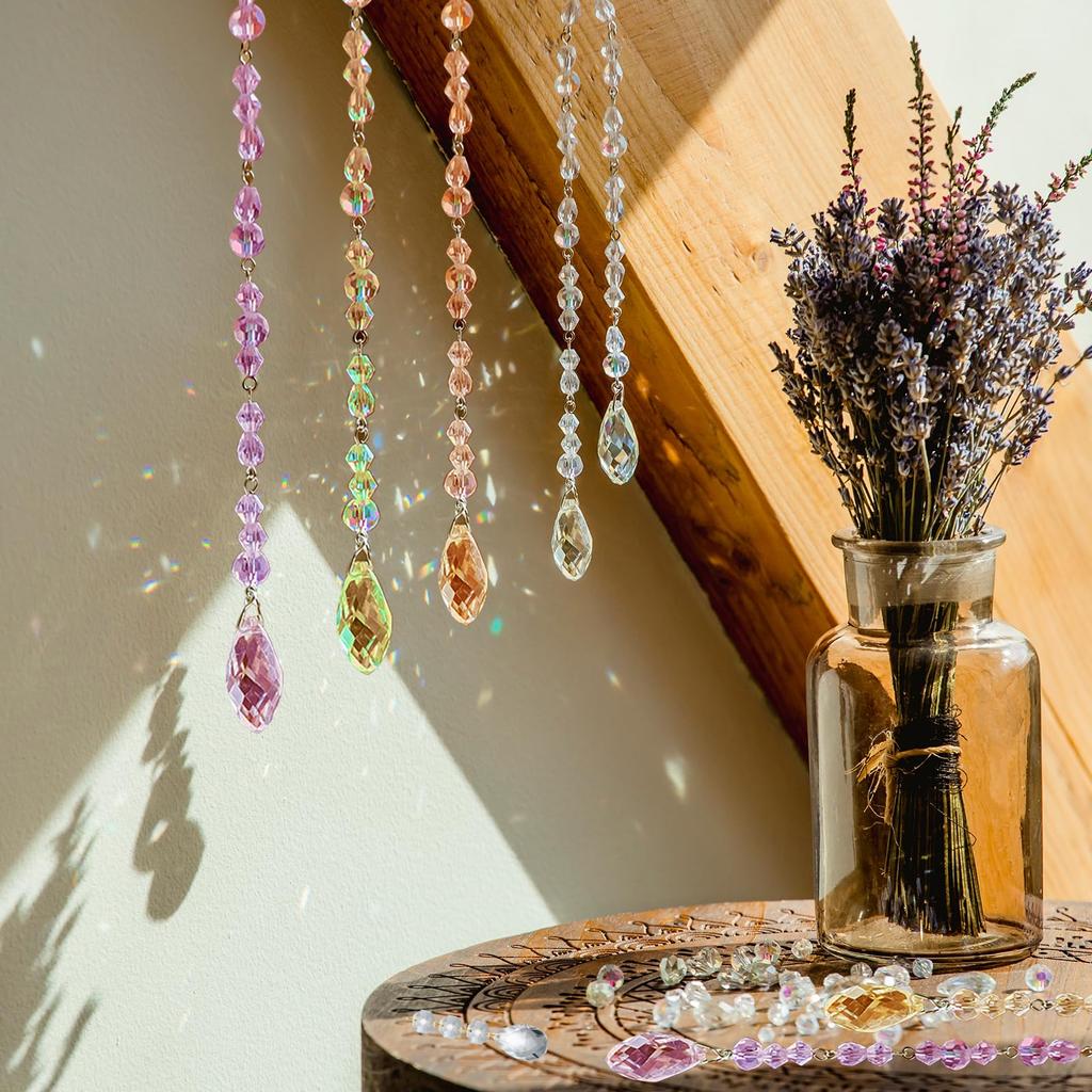 PATIKIL 6-Pack Suncatcher 38mm Marquise Crystal Ball Hanging Crystal Prism for Window Decoration DIY Light Purple