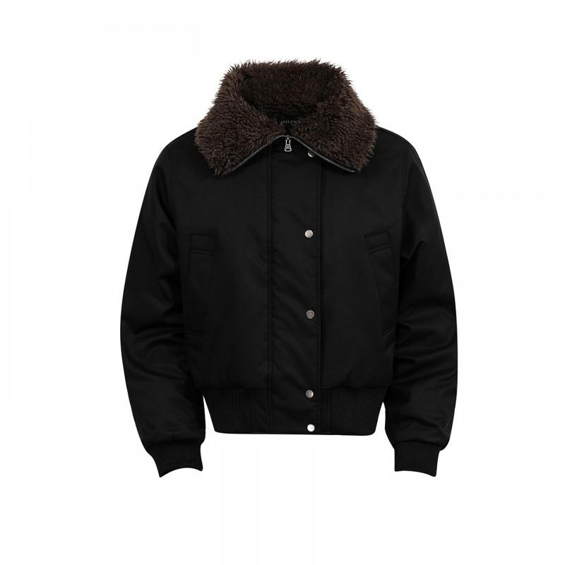 Winter Thickened Cotton Puffer Jacket With Faux Fur Collar Unisex Oversized Hoodless Coat Men Women