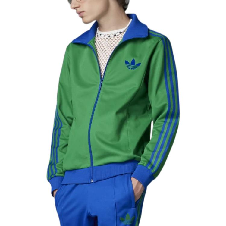 adidas Giacca sportiva classica da uomo con stampa logo a tre strisce Originals verde IB3426