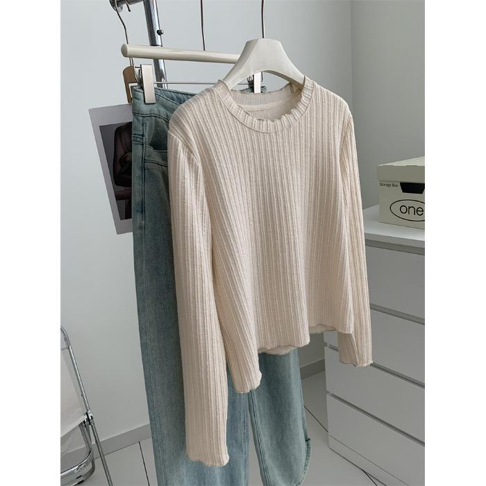 

Women s Plus Size Soft Waffle Knit Ribbed Long Sleeve T-Shirt - Autumn/Winter Collection 2XL мигдалевий/бежевий