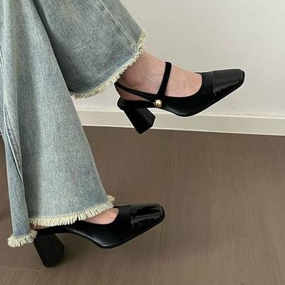 2025 Summer High Heel Women Sandals Square Toe Shoes Design Style Banquet Party Sandalias Shoes