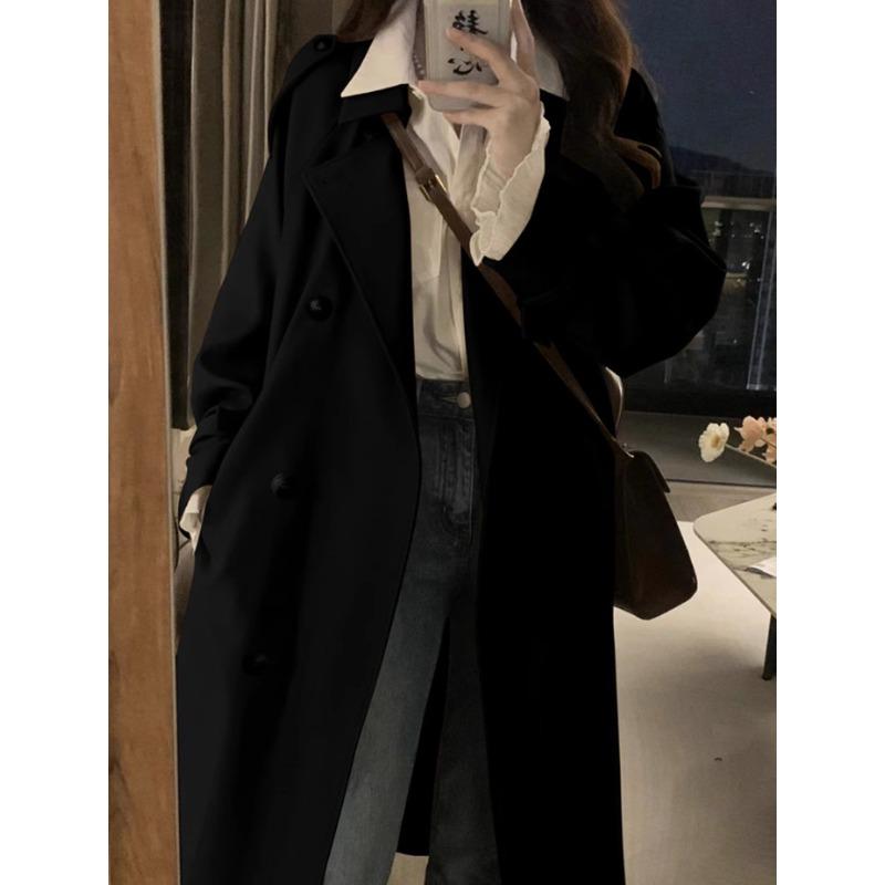 

Двубортный плащ цвета хаки для женщин Весна и осень Новый корейский стиль Ретро британский стиль Универсальный маленький плащ для женщин XL